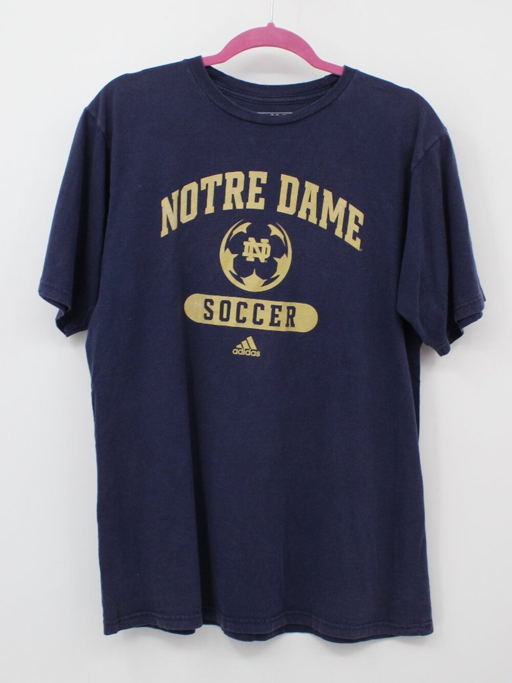Womens Notre Dame Soccer Graphic T-Shirt THE GO-TO TEE ADIDAS Large Navy Blue